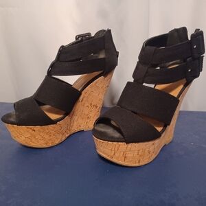 Sexy Black Wedge Sandals